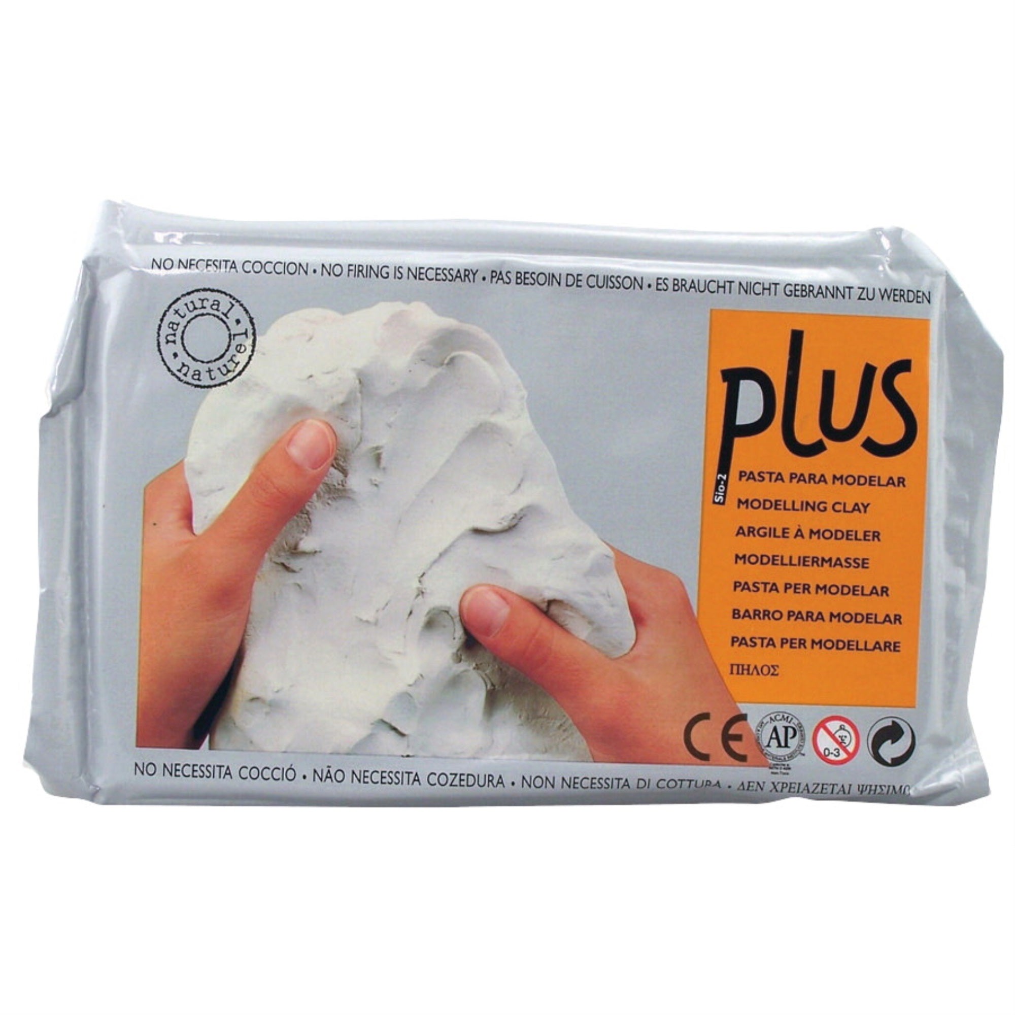 Plus Clay Air-Dry Non-Toxic Self-Hardening Natural Clay, White, 2.2 Pounds