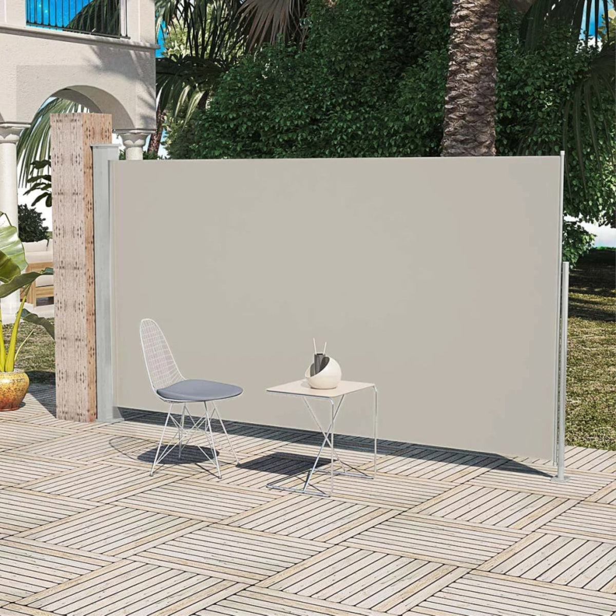 Patio Terrace Side Awning 63'X118' Cream Color