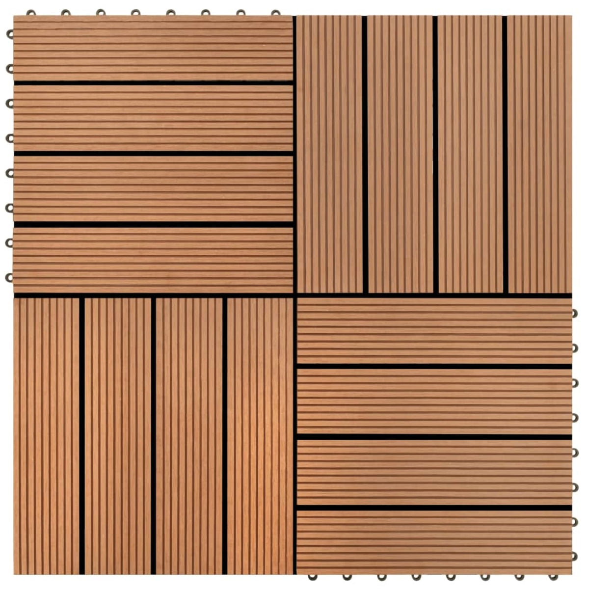 Wpc Tiles 11.8'X11.8' 11 Pcs 11 Ft Brown