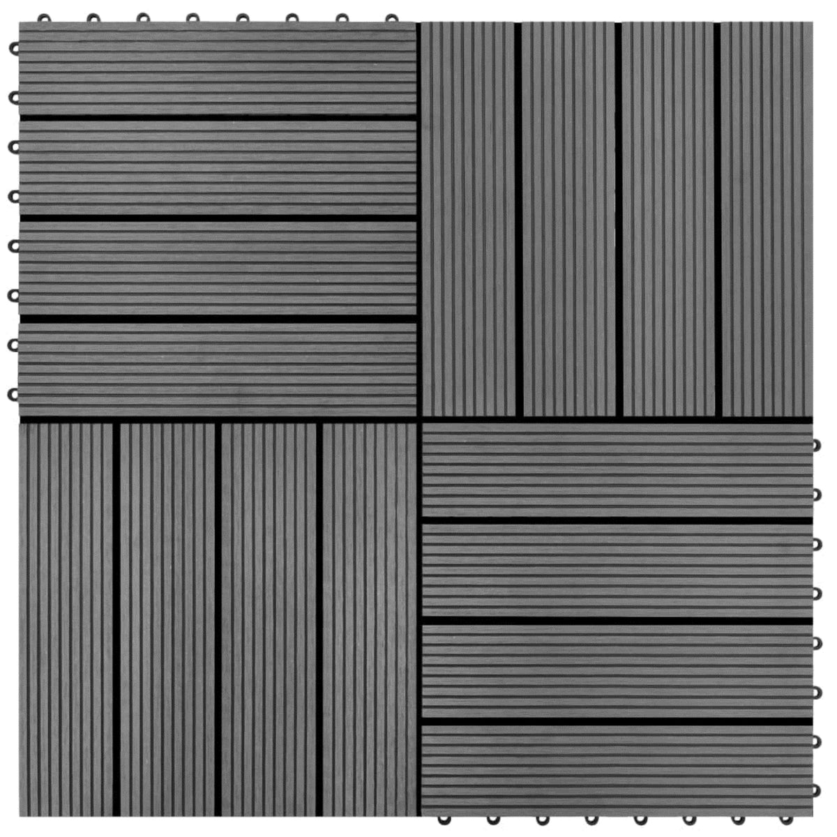 Wpc Tiles 11.8'X11.8' 11 Pcs 11 Ft Gray