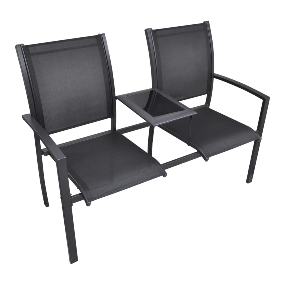 Vidaxl 2 Seater Patio Bench 51.6' Steel And Textilene Black