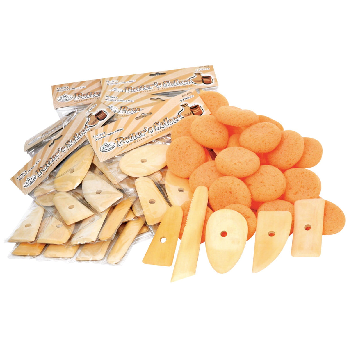 Royal Brush Wood Rib And Sponge Value Pack, Assorted Size, Pack Of 84