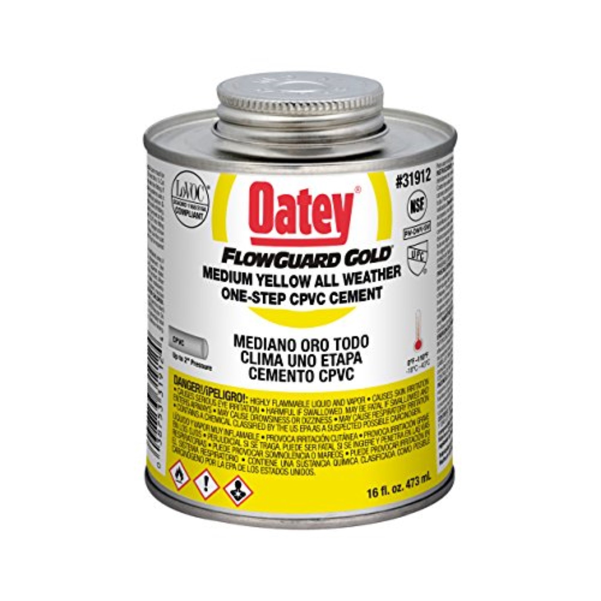 4095881 Cement Flowguard 16Oz Oatey Flowguard Gold All Weather One-Step Yellow Cement For Cpvc 16 Oz (Pack Of 1)