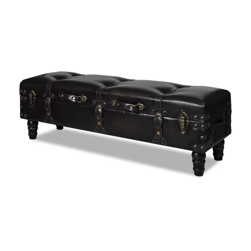 vidaXL Storage Bench 43.7 Dark Brown Solid Wood Pine&Faux Leather"