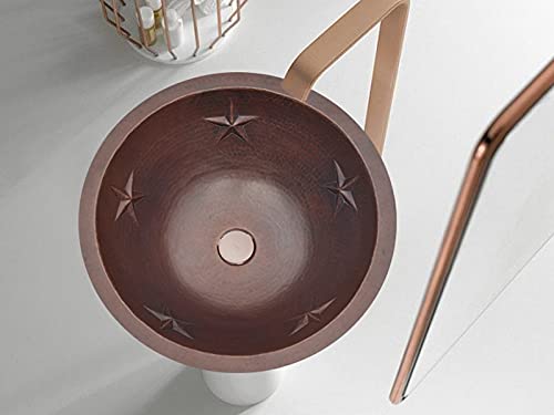 INNOVA COPPER ROUND BATH SINK 5 STARS DESIGN ROUND LIP 17X17X6 G18 DARK BROWN