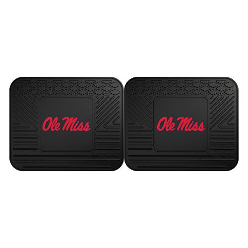 Fanmats 12425 University Of Mississippi Rebels Rear Second Row Vinyl Heavy Duty Utility Mat, (Pack Of 2)