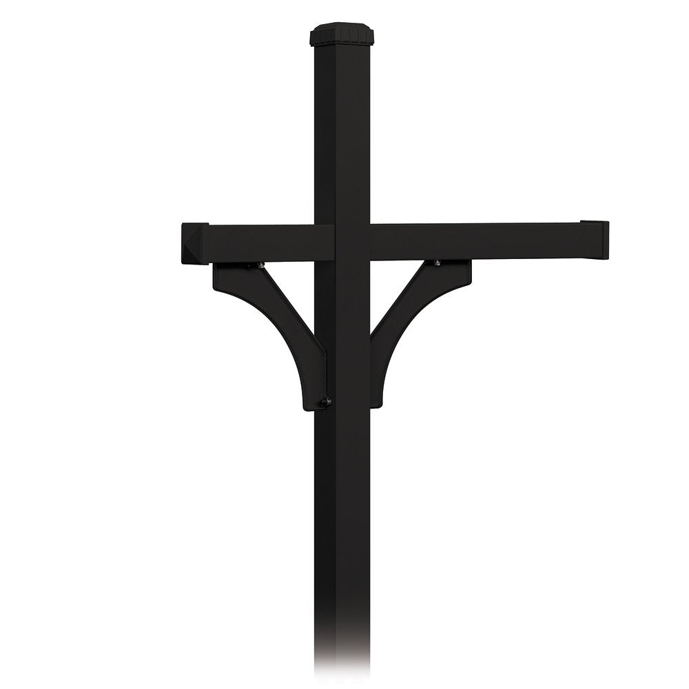 Deluxe Post - 2 Sided - In-Ground Mounted - for (3) Roadside Mailboxes - Black