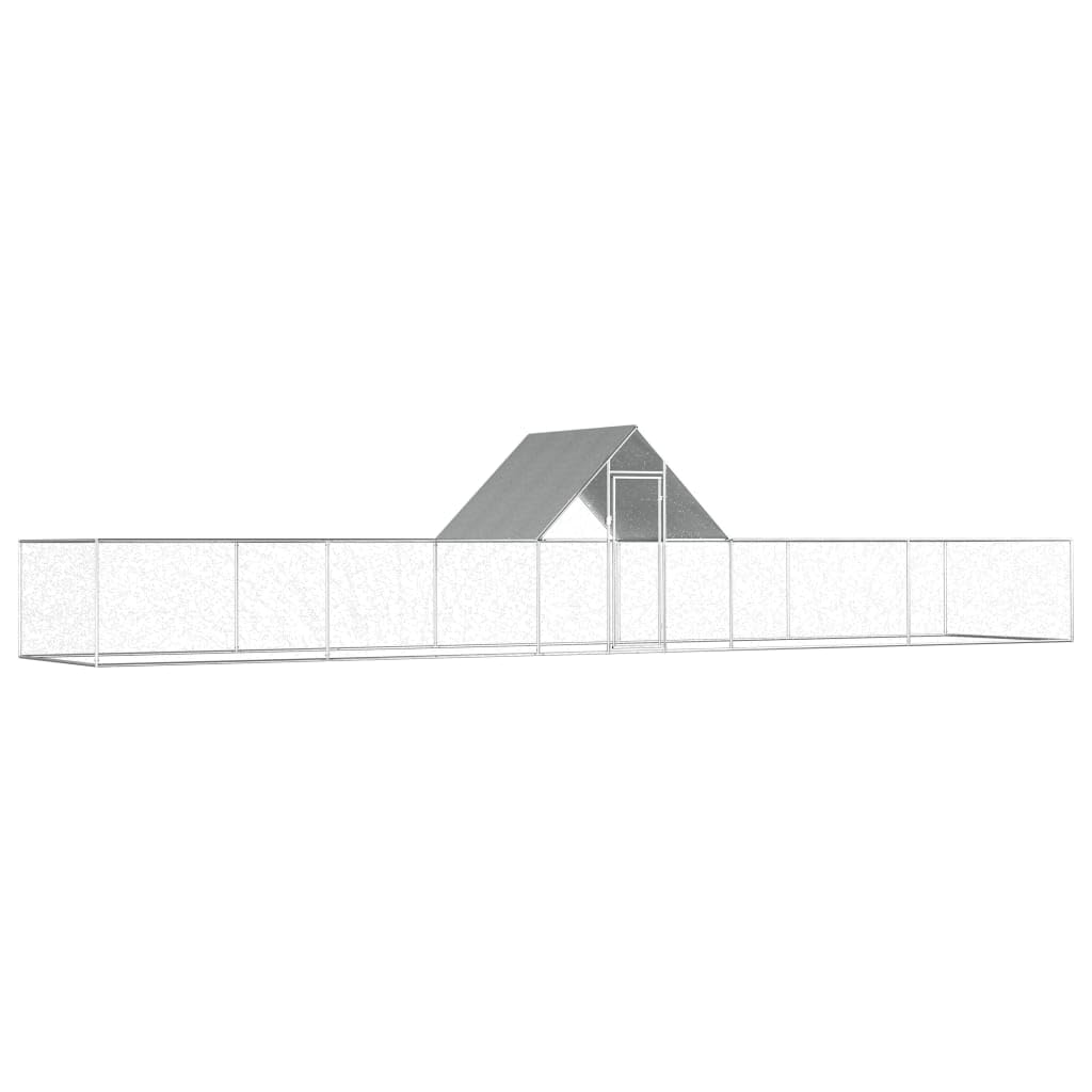 vidaXL Chicken Coop 32.8x6.6x6.6 Galvanized Steel