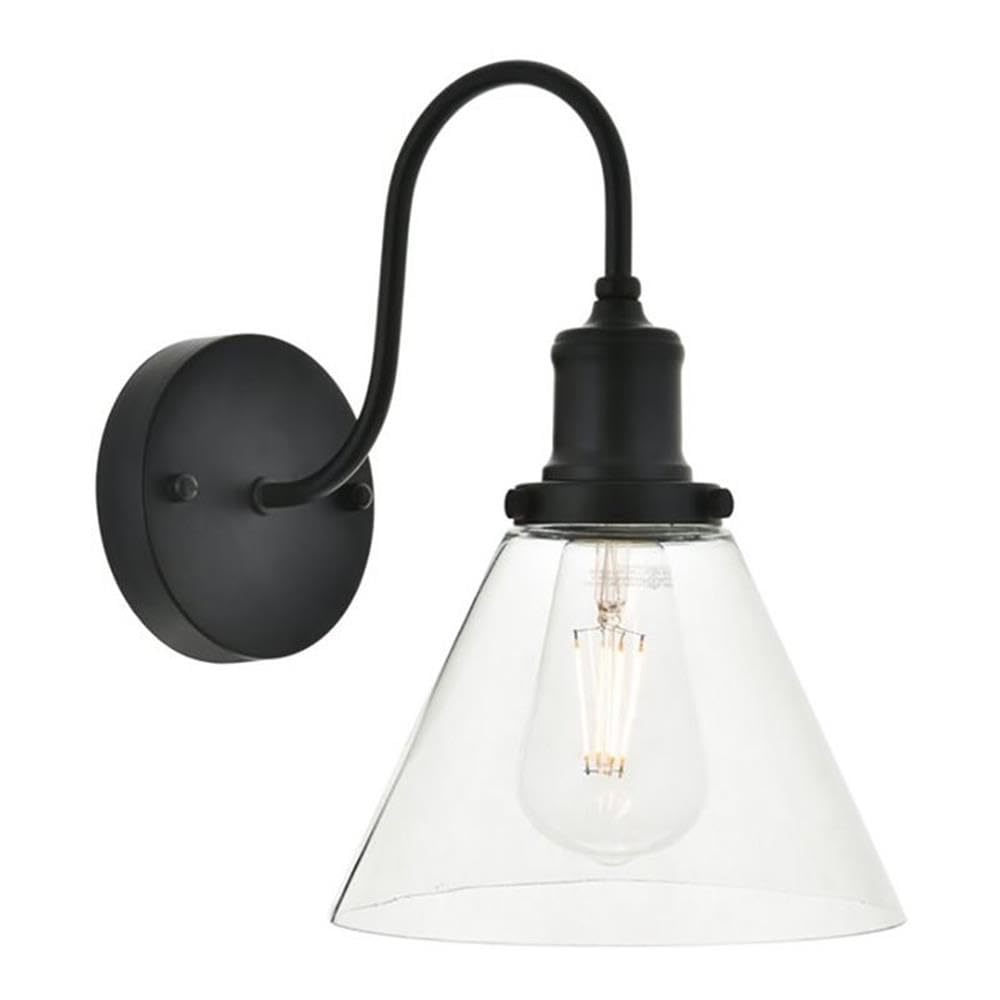 Living District Histoire 1-Light Metal Wall Sconce In Black And Clear