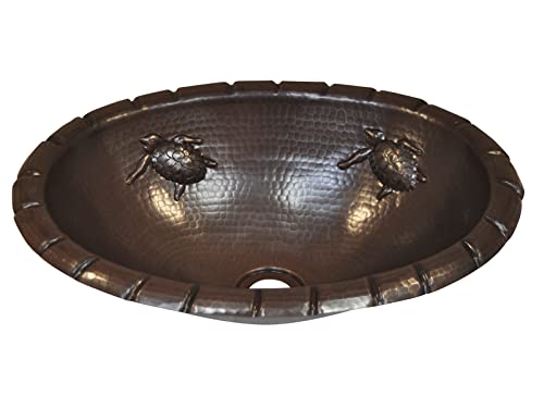 INNOVA COPPER OVAL BATH SINK TURTLES DESIGN FLAT LIP 19X14X6 G18 DARK
