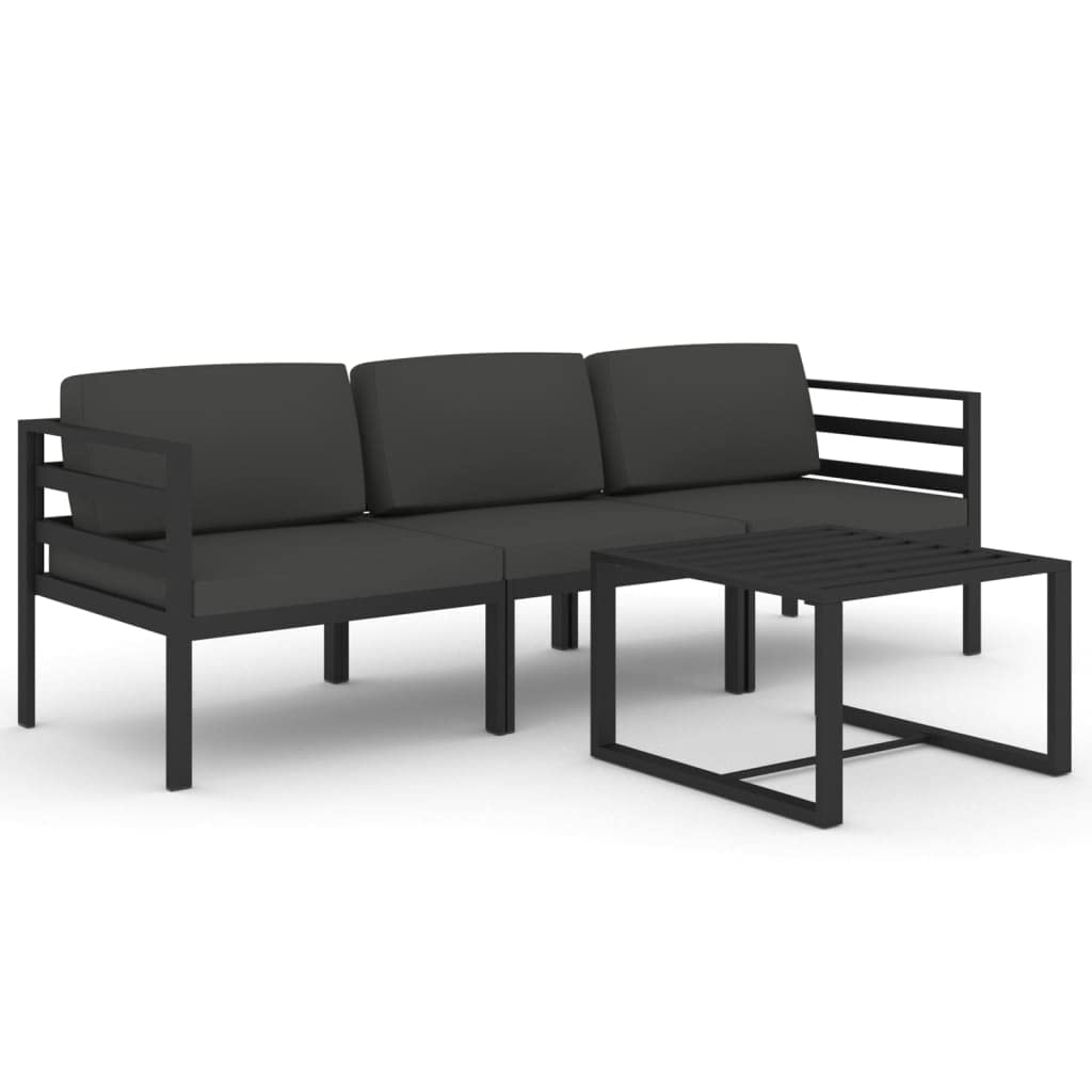 vidaXL 3 Piece Patio Lounge Set with Cushions Aluminum Anthracite
