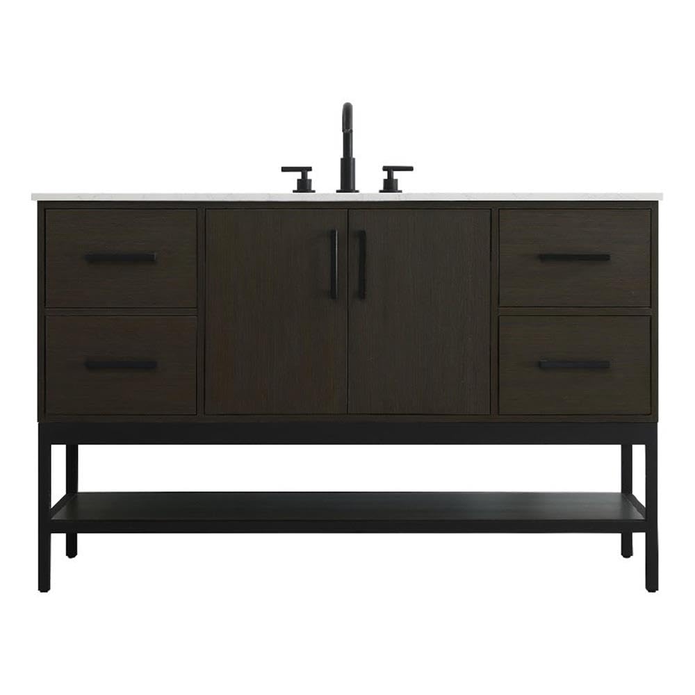 54 inch Single Bathroom Vanity in Mocha Brown