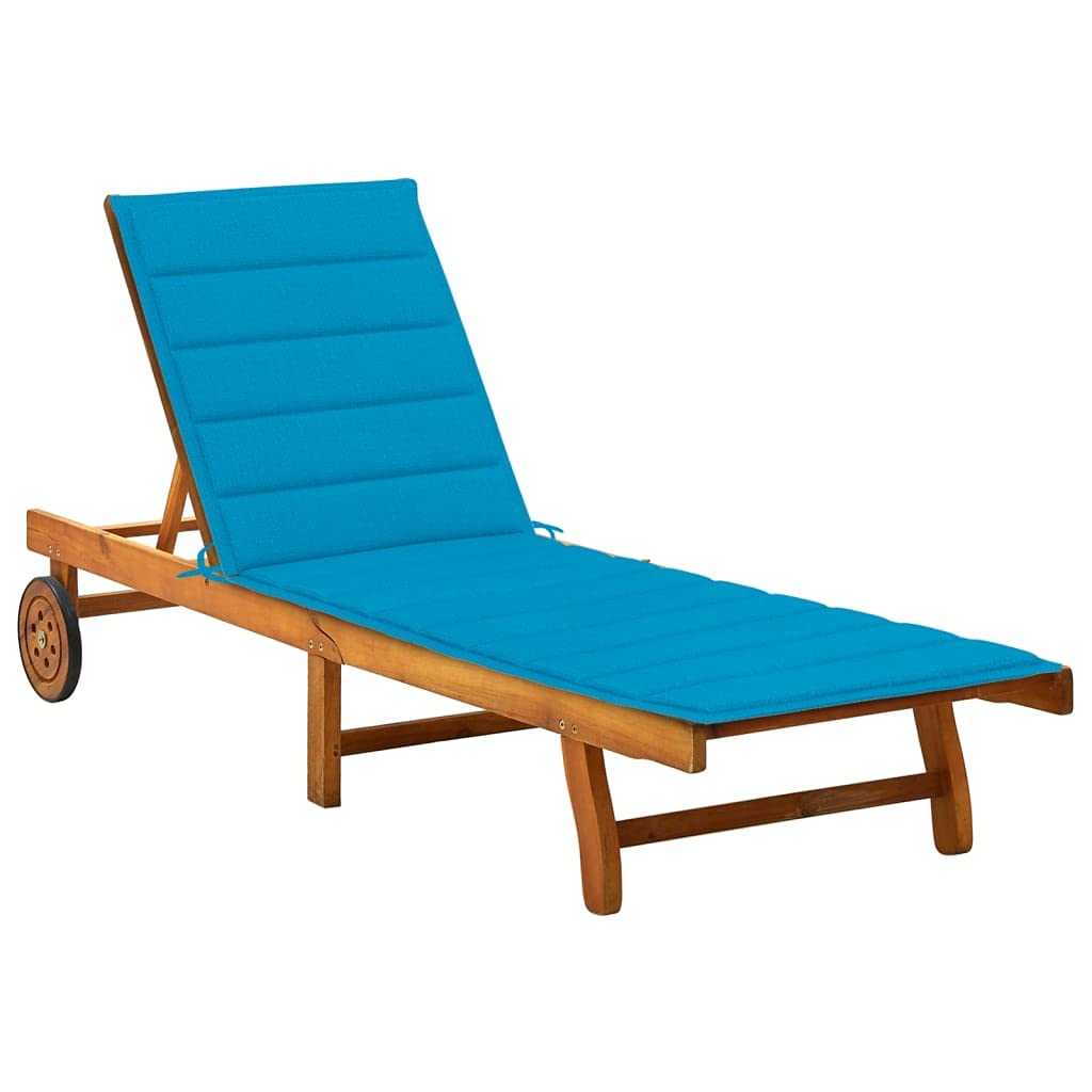 vidaXL Patio Sun Lounger with Cushion Solid Wood Acacia