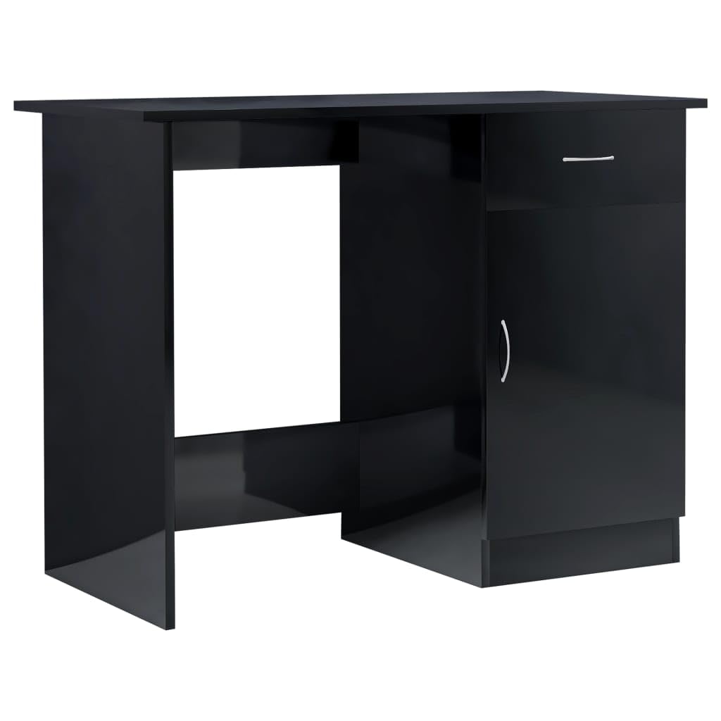 vidaXL Desk High Gloss Black 39.4 x 19.7" x 29.9" Engineered Wood"