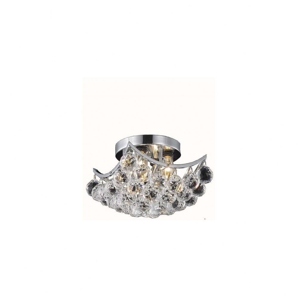 Corona 4 light Chrome Flush Mount Clear Royal Cut Crystal