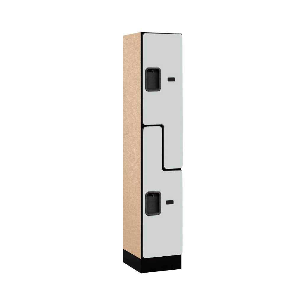 12 Wide Double Tier S Style Designer Wood Locker - 1 Wide - 5 Feet High - 15 Inches Deep - Gray
