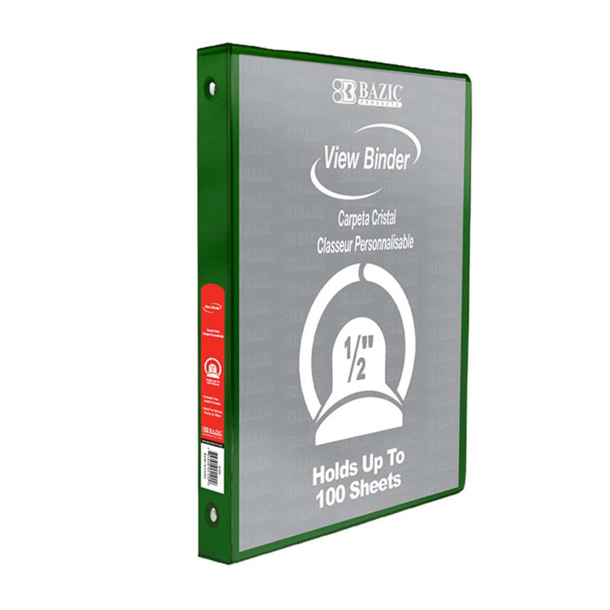Bazic 1/2 Green 3-Ring View Binder W/ 2-Pockets