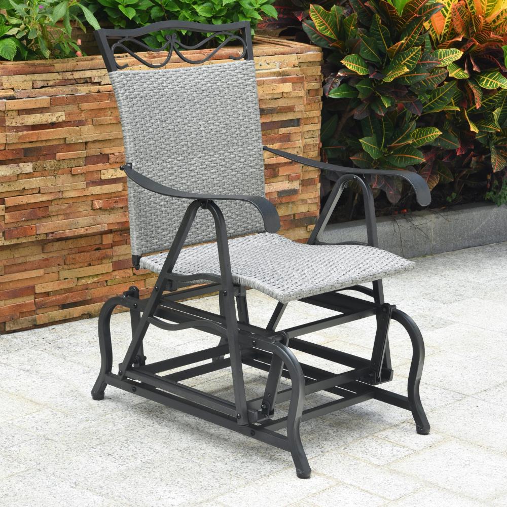 Valencia Resin Wicker/ Steel Glider Chair - Grey