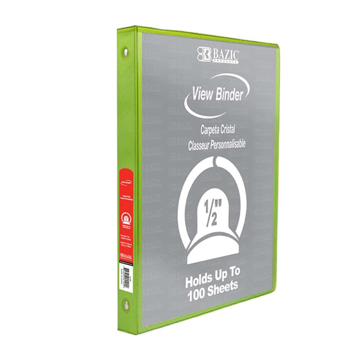 Bazic 1/2' Lime Green 3-Ring View Binder W/ 2-Pockets