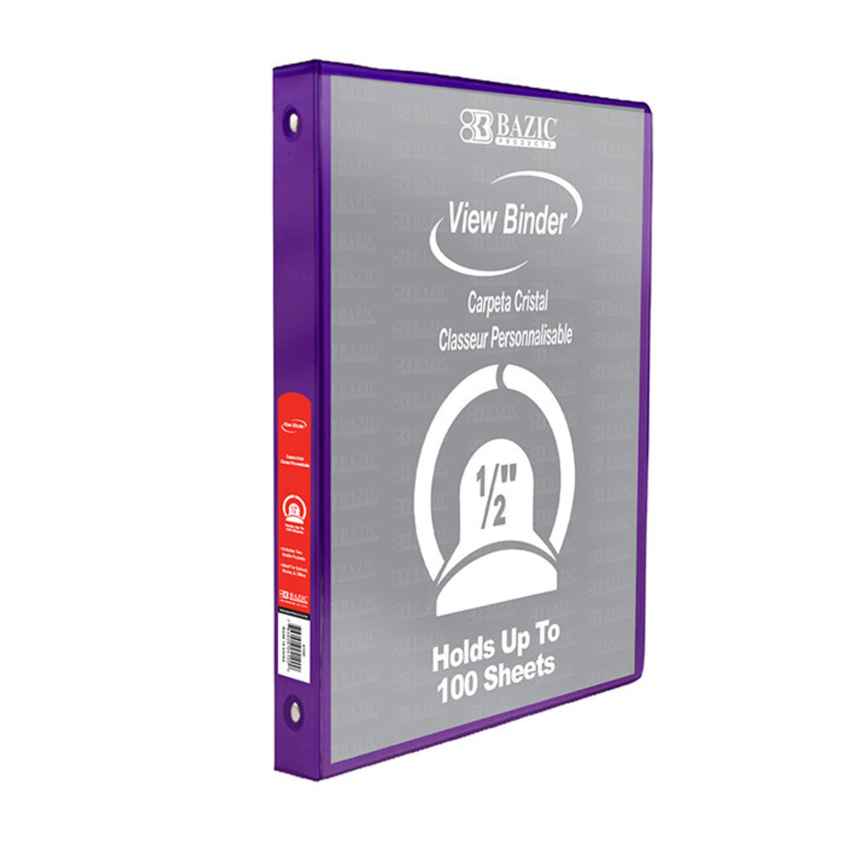 Bazic 1/2' Purple 3-Ring View Binder W/ 2-Pockets