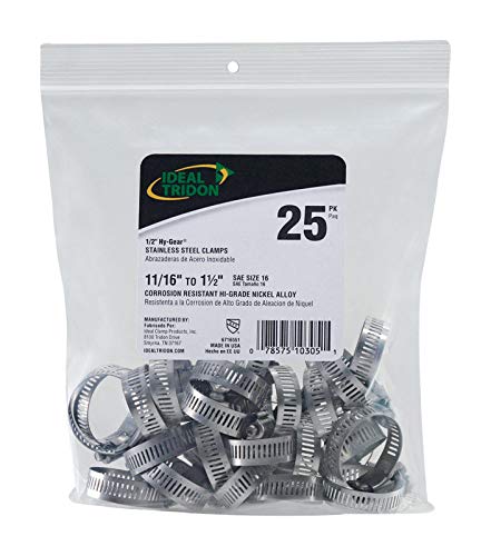 Hose Clamp, Stainless Steel, Size 16, 1116 To 1-12-In, 25-Pk