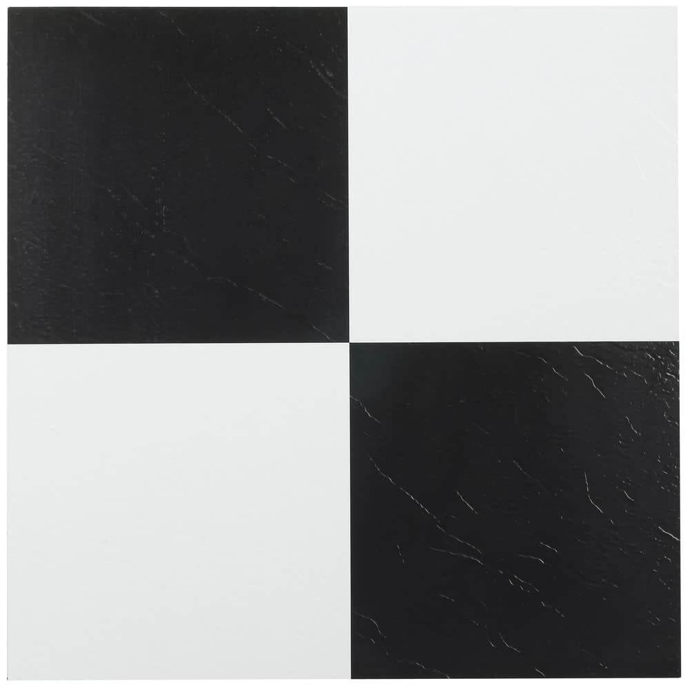 Tivoli Black & White 12 Inch x 12 Inch Self Adhesive Vinyl Floor Tile #103 - 45 Tiles