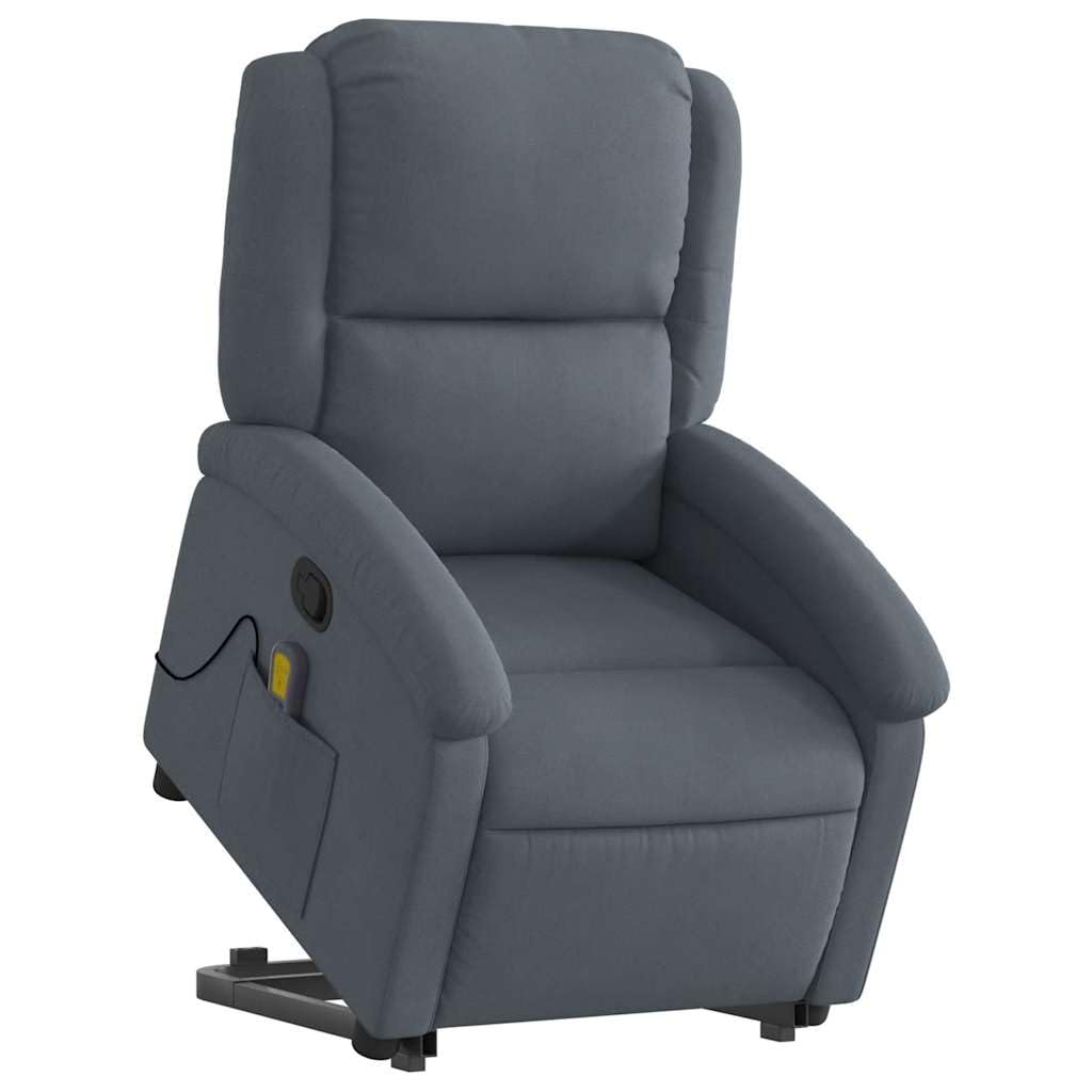 vidaXL Stand up Massage Recliner Chair Dark Gray Velvet