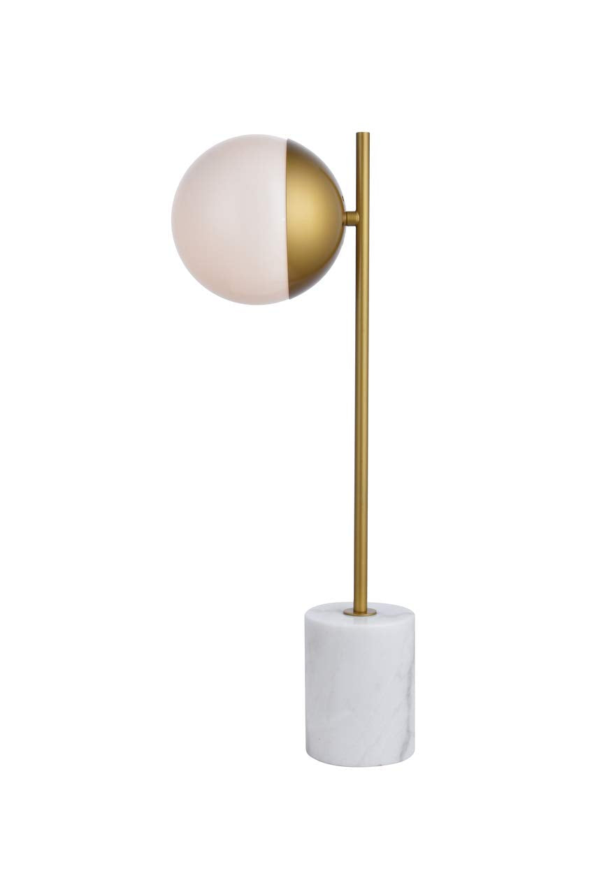 Living District Eclipse 1 Light Brass Table Lamp With Frosted White Glass