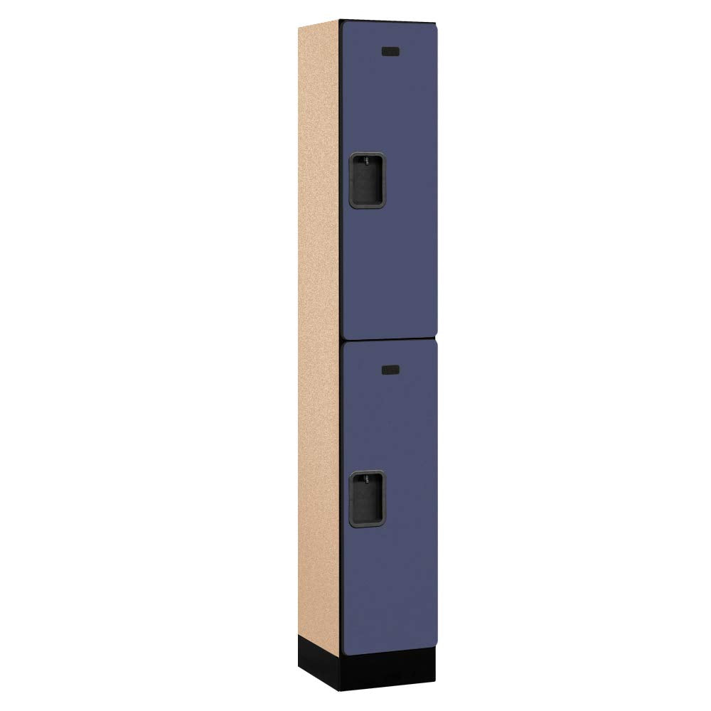 12 Wide Double Tier Designer Wood Locker - 1 Wide - 6 Feet High - 15 Inches Deep - Blue