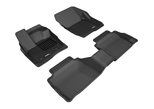 3D Maxpider Complete Set For 2017-2020 Lincoln Mkz Black Kagu Custom Fit All-Weather Series Fornt And Second Row Floor Mats