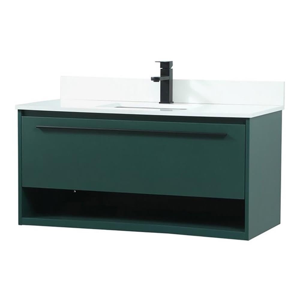 40 inch Single bathroom vanity in green with backsplash