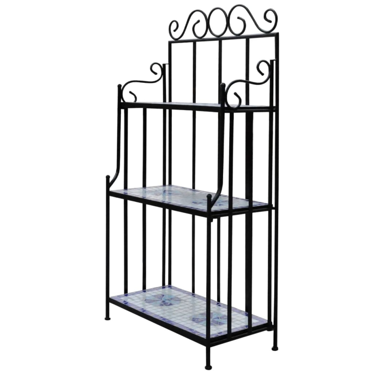 Vidaxl Plant Stand Display Blue White Mosaic Pattern