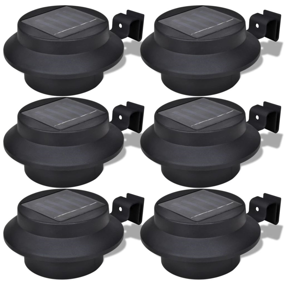 Outdoor Solar Lamp Set 6 Pcs Fence Light Gutter Light Black