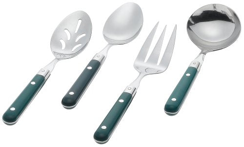 LePrix  -  HUNTER GREEN Stainless with ABS Plastic Handles 4 Pc Hostess Set-Hunter Green