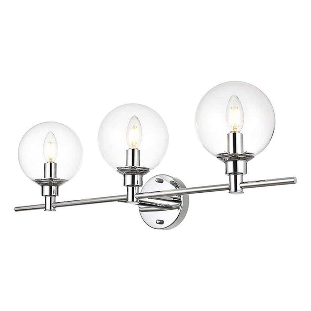 Living District Jaelynn 3-Light Iron & Glass Bath Sconce In Chrome/Clear