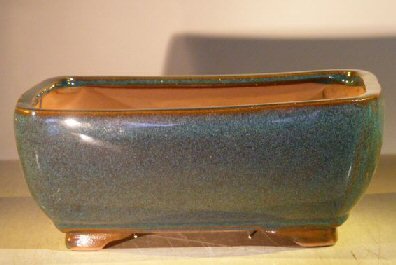 Blue/Green Ceramic Bonsai Pot - Rectangle<br>10 x 8 x 4</i>