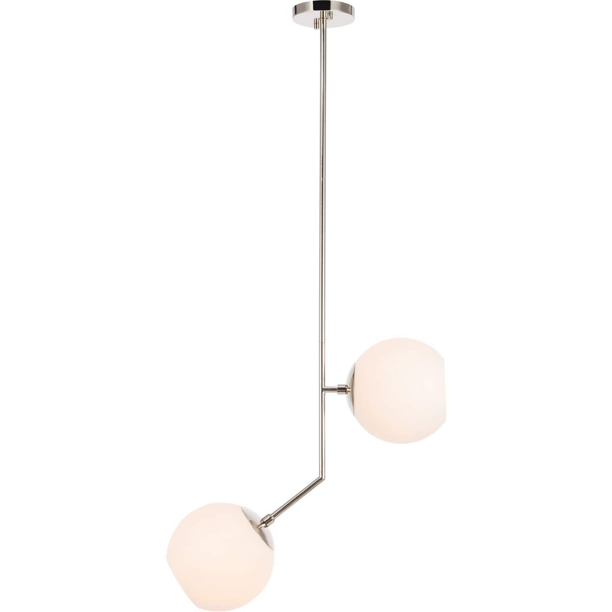 Ryland 2 light Chrome and Frosted White glass pendant