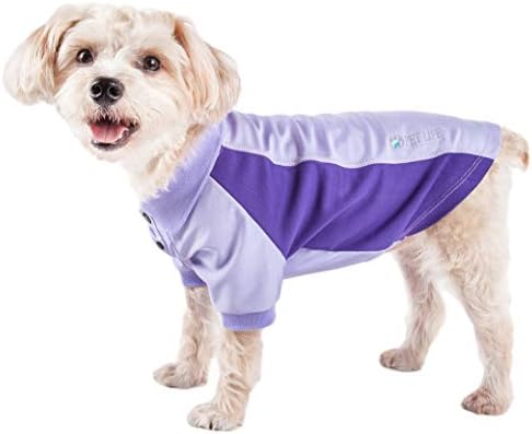 Pet Life  Active Barko Pawlo Relax-Stretch Wick-Proof Performance Dog Polo T-Shirt, Lavander - X-Large