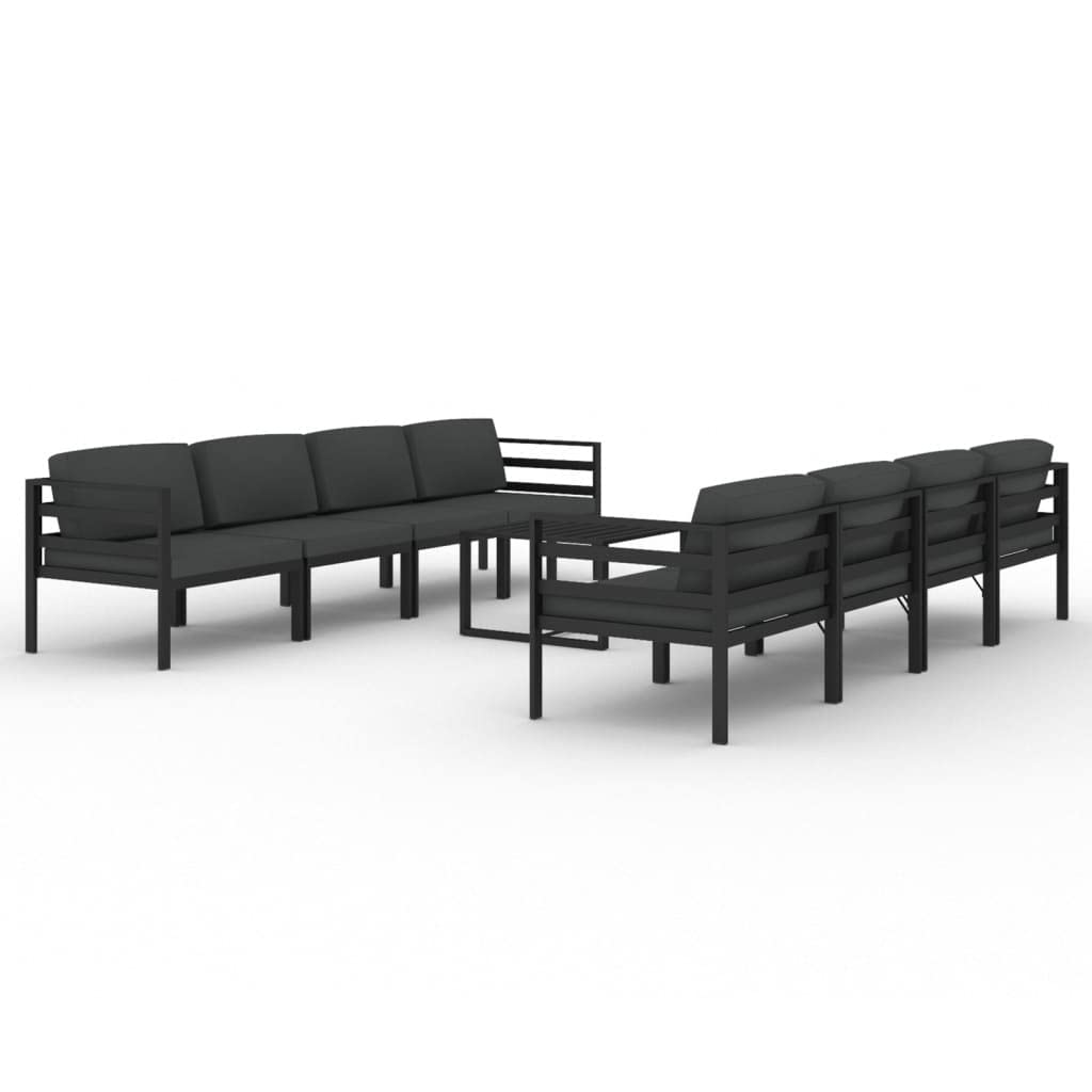 vidaXL 9 Piece Patio Lounge Set with Cushions Aluminum Anthracite