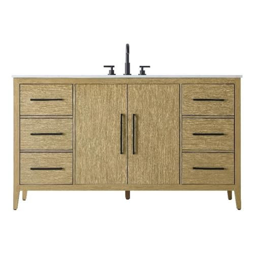 60 Inch Single Bathroom Vanity In Honey Brown