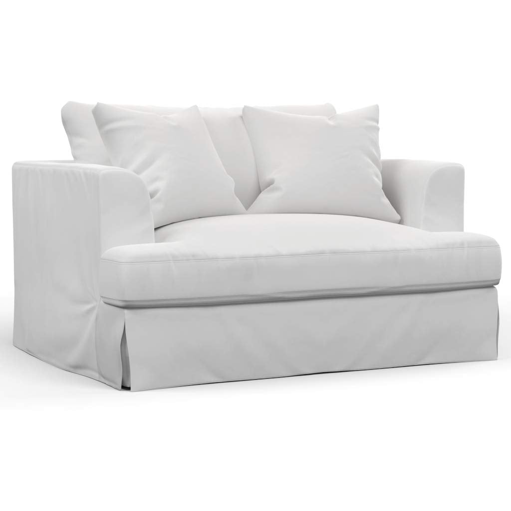 Sunset Trading Newport Slipcovered 52 Wide Chair and A Half | Stain Resistant Performance Fabric | 2 Throw Pillows | White"