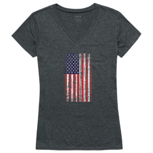 Graphic V-Neck, Distressed Flag, HCH, XL