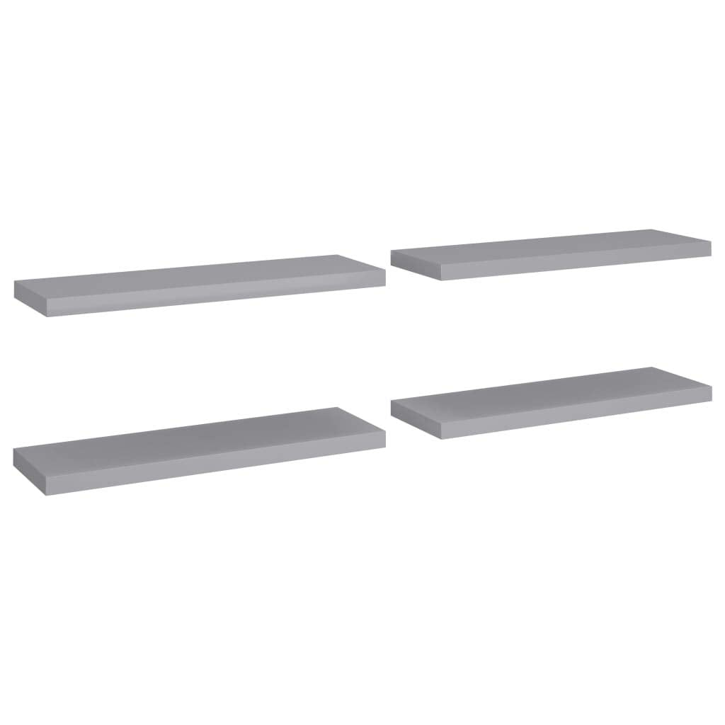 vidaXL Floating Wall Shelves 4 pcs Gray 31.5x9.3"x1.5" MDF"