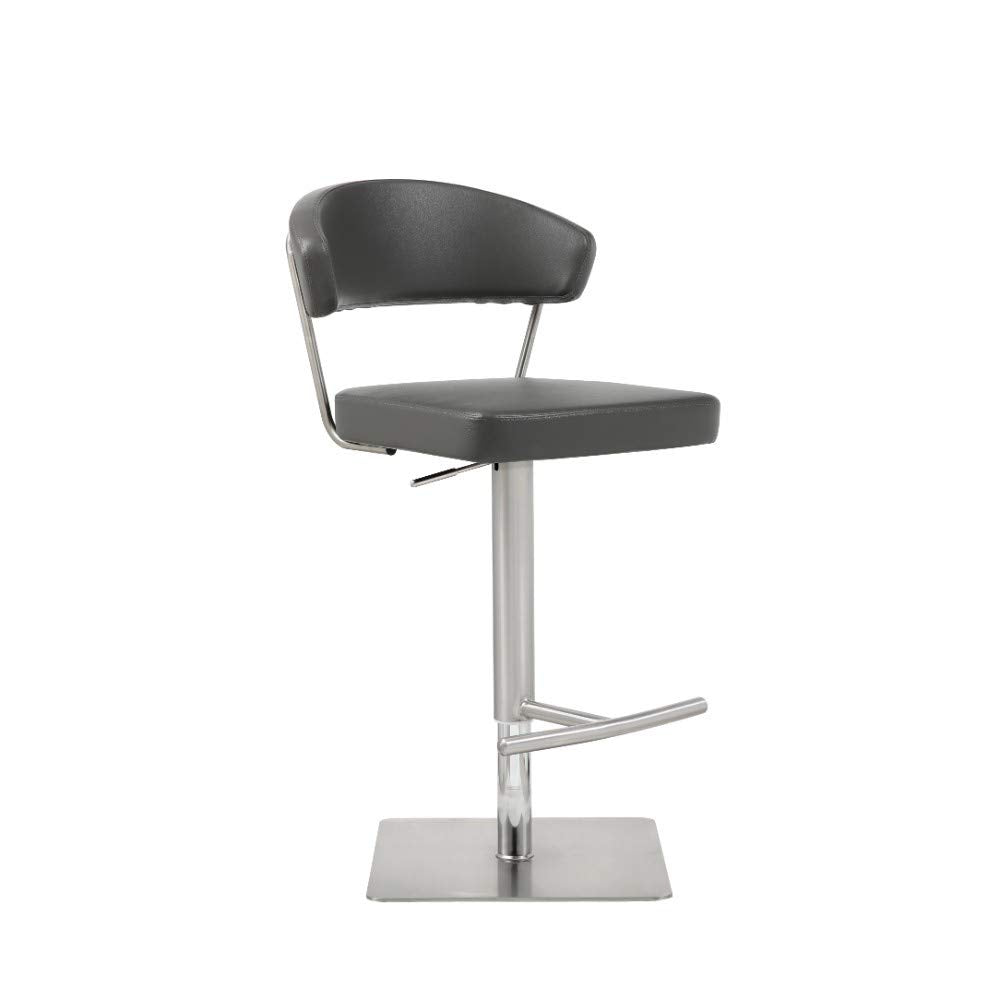 Maureen Barstool Dark Grey adjustable height and square stainless steel base.