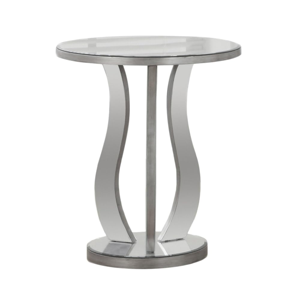 Accent Table, Side, End, Nightstand, Lamp, Living Room, Bedroom, Mirror, Grey, Clear, Transitional