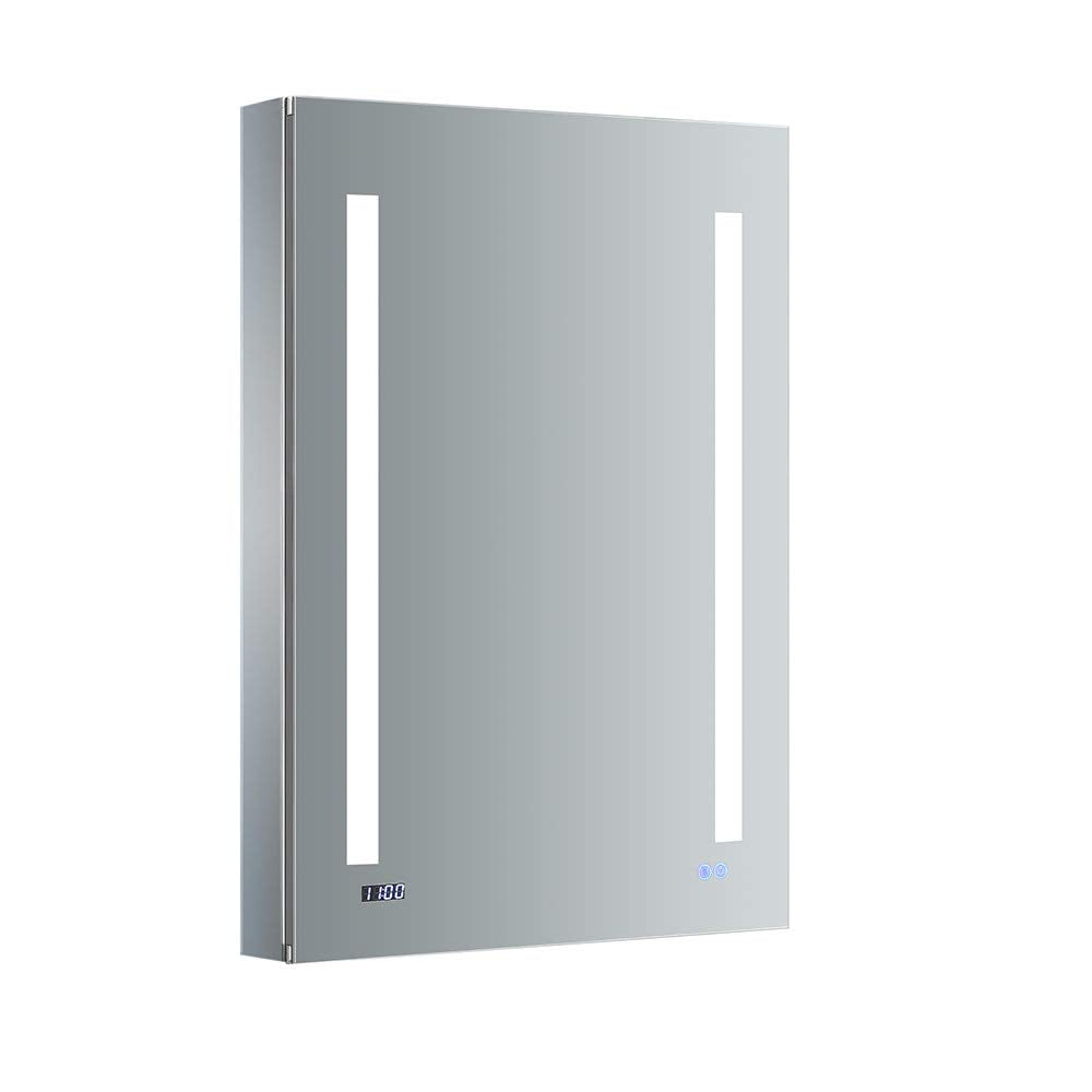 Fresca Tiempo 24 Wide X 36 Tall Wall Mount Bathroom Medicine Cabinet With Dimmable Led Lights, Left Hinge, 4 Shelves, Anti-F
