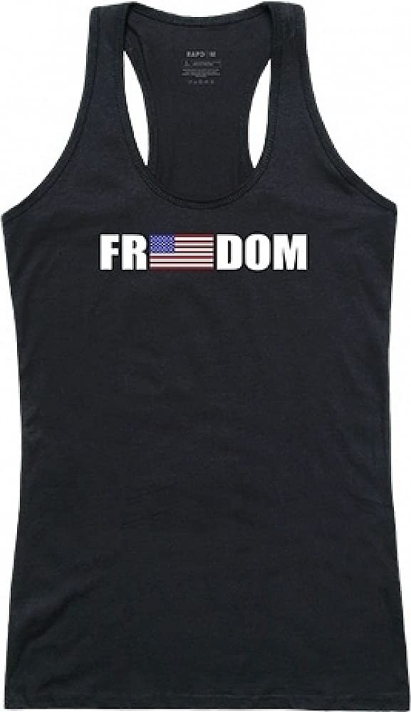 Womens Graphic Tank, Freedom, Black, L