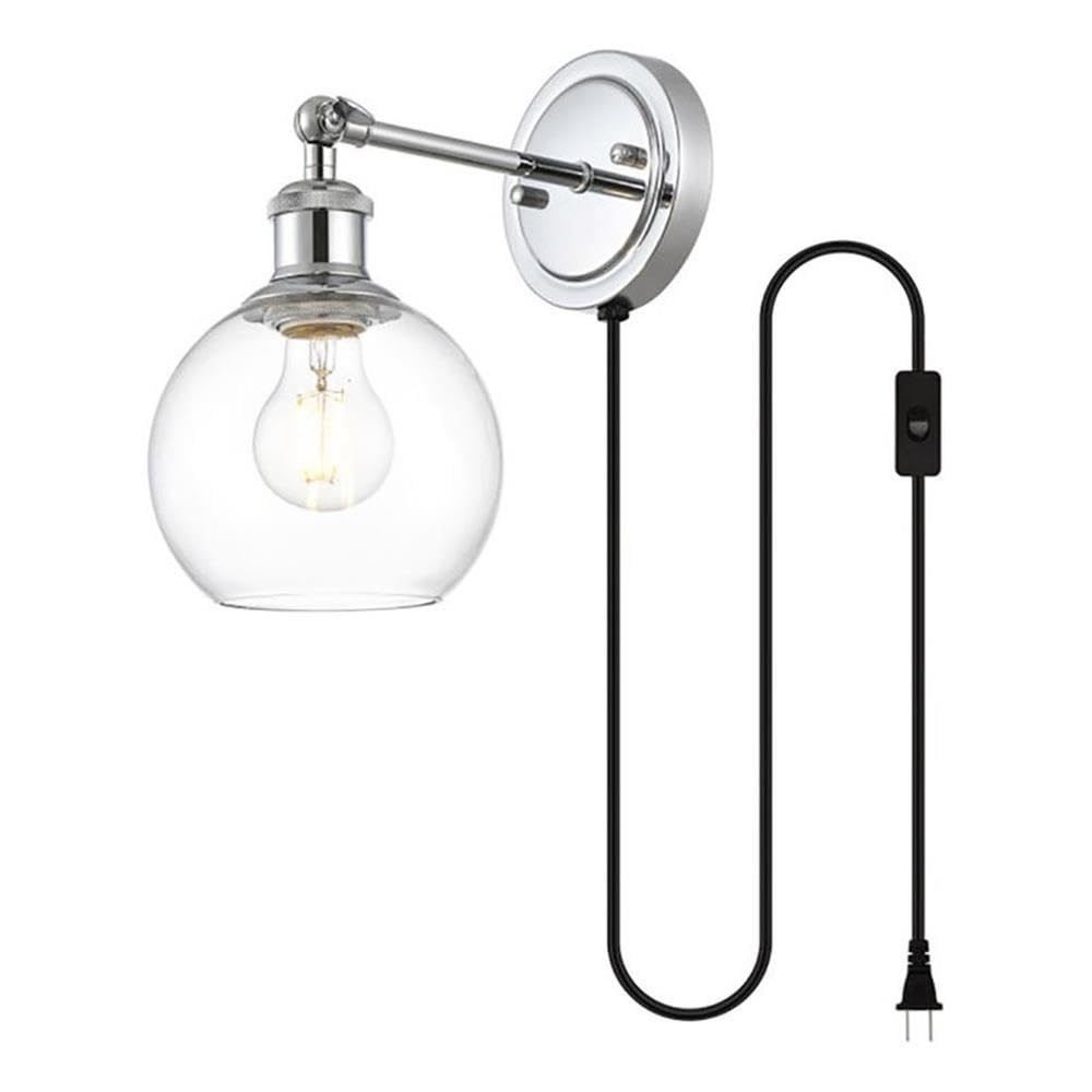 Wesson 1 light Chrome and Clear plug in wall sconce