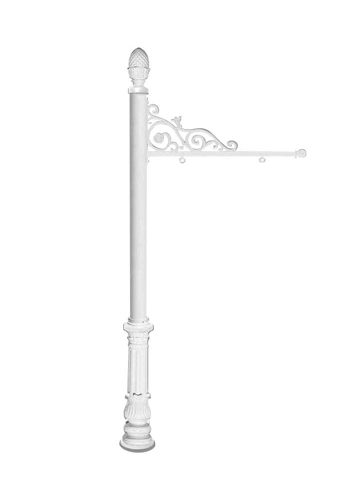 Prestige Real Estate Sign System with Pineapple Finial & Ornate Base in White color