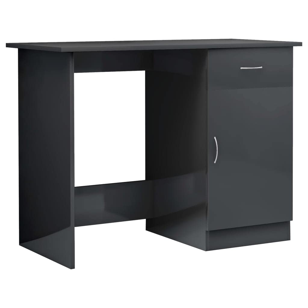 vidaXL Desk High Gloss Gray 39.4 x 19.7" x 29.9" Engineered Wood"